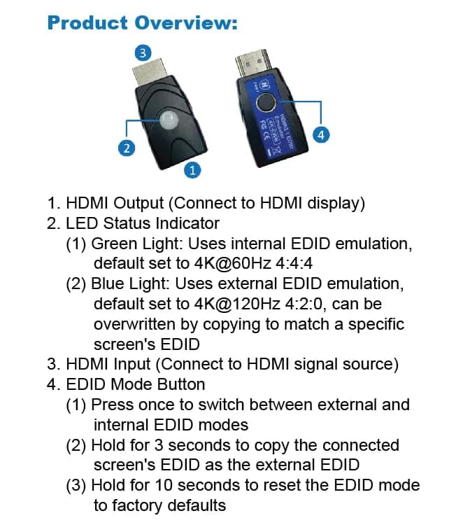 THWT HDMI 2.1 4K EDID Emulator (Model: 4K-EWB) | Supports SCDC, EDID Copying, HDCP Pass-Through, 4K@120Hz thumbnail 6