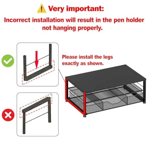 OPNICE 2-Tier Monitor Stand Riser with Drawer & Pen Holders, Black | 20.5 inch (52 cm) Ergonomic Carbon Steel Stand thumbnail 9