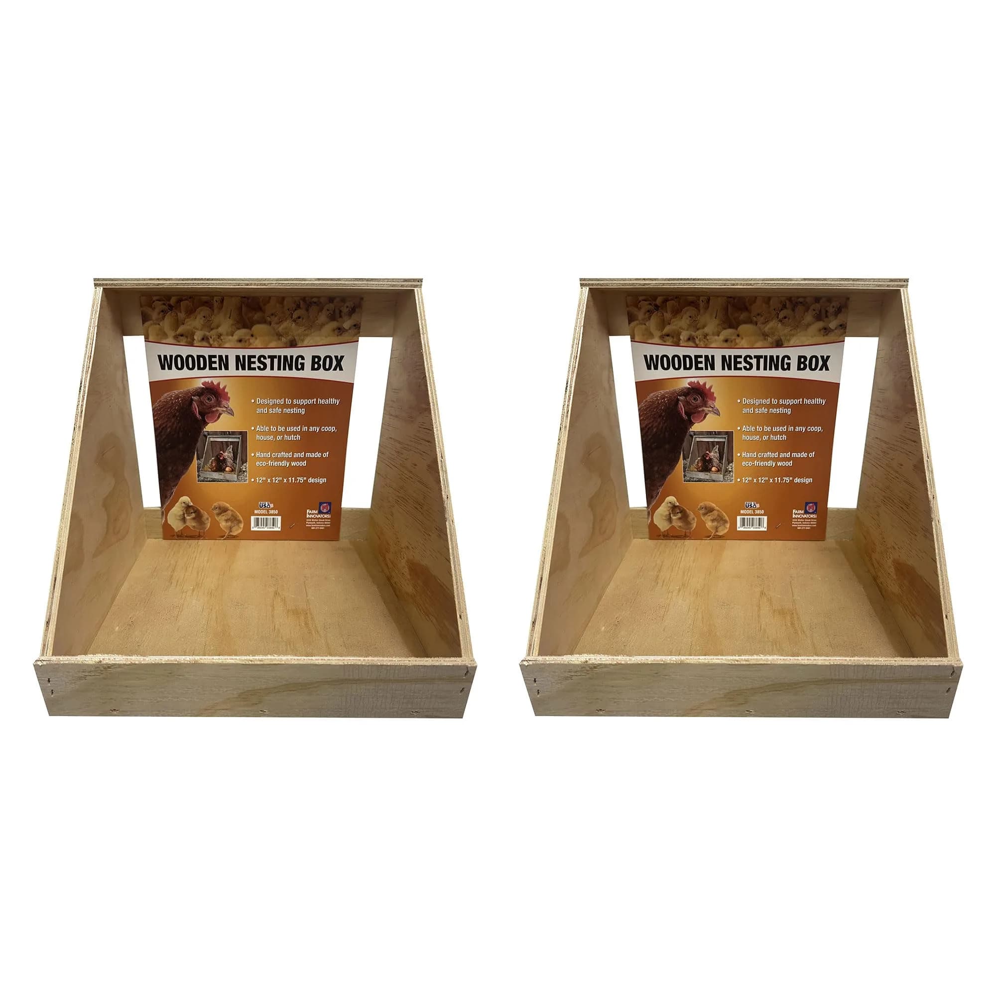Farm Innovators Handcrafted Wood Chicken Nesting Box 2-Pack | Secure & Fully Assembled - main product image