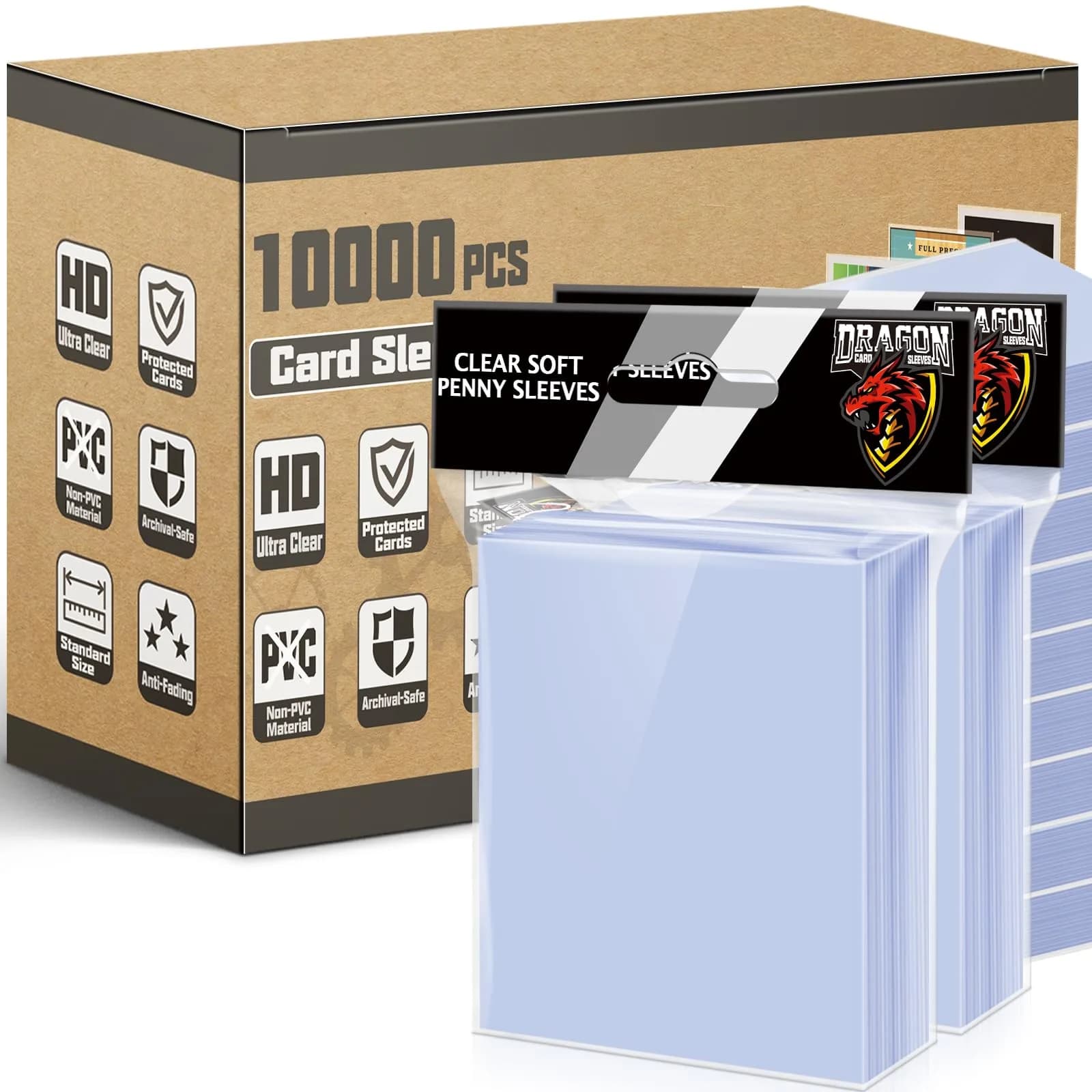 Kitoyz 1000 Counts Card Sleeves & Top Loaders | Bulk Value for Sports Cards, Football, Game Card — 10000P