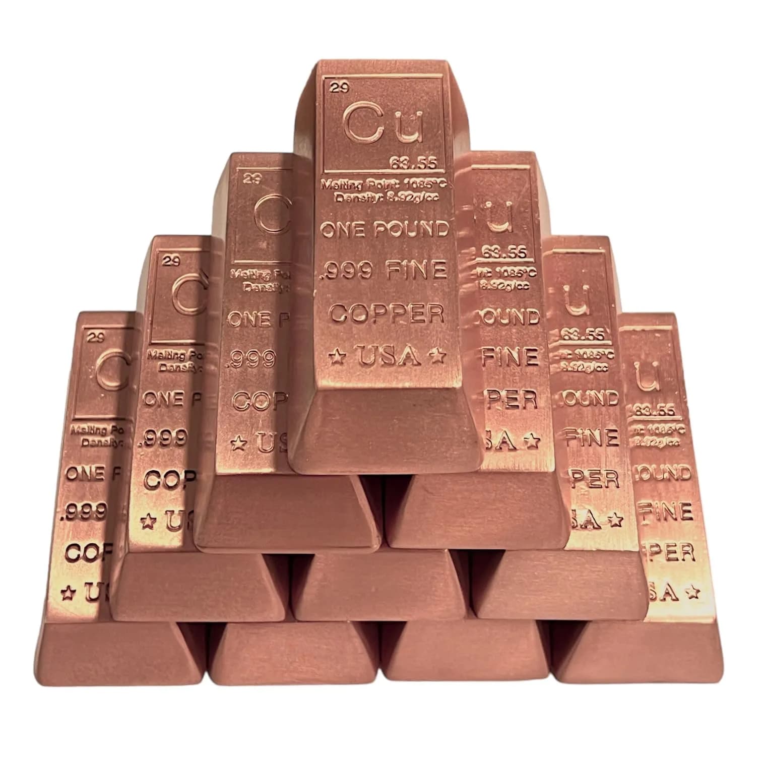 Unique Metals 1 Pound Copper Bullion Bar Paperweight - 10x Bars (4.54 kg / 160 oz) | .999 Fine Ingot with Certificate of Authenticity
