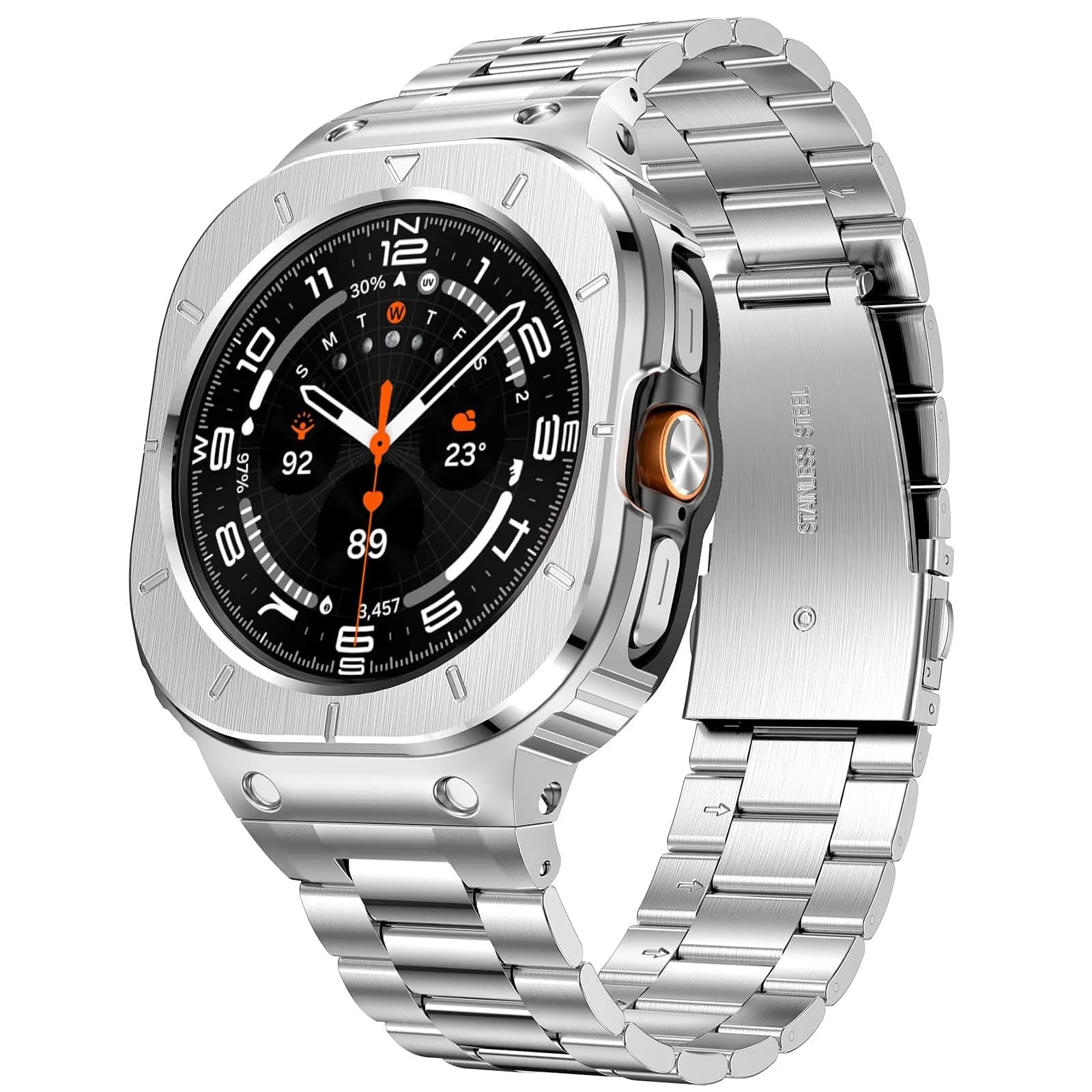 SUPLINK Stainless Steel Watch Band for Samsung Galaxy Watch Ultra 47mm | Adjustable Metal Strap — Silver-2 / 47mm(Galaxy Watch Ultra)