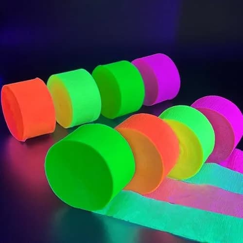 MFLUEEWR 1320feet Blacklight Party Streamer Decorations | Glow Crepe Paper for Neon & Fluorescent Parties thumbnail 1