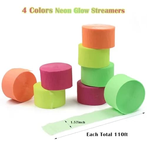 MFLUEEWR 1320feet Blacklight Party Streamer Decorations | Glow Crepe Paper for Neon & Fluorescent Parties thumbnail 7