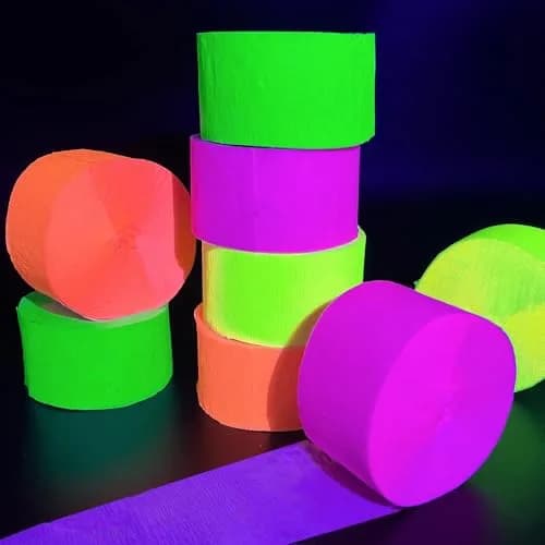 MFLUEEWR 1320feet Blacklight Party Streamer Decorations | Glow Crepe Paper for Neon & Fluorescent Parties thumbnail 2