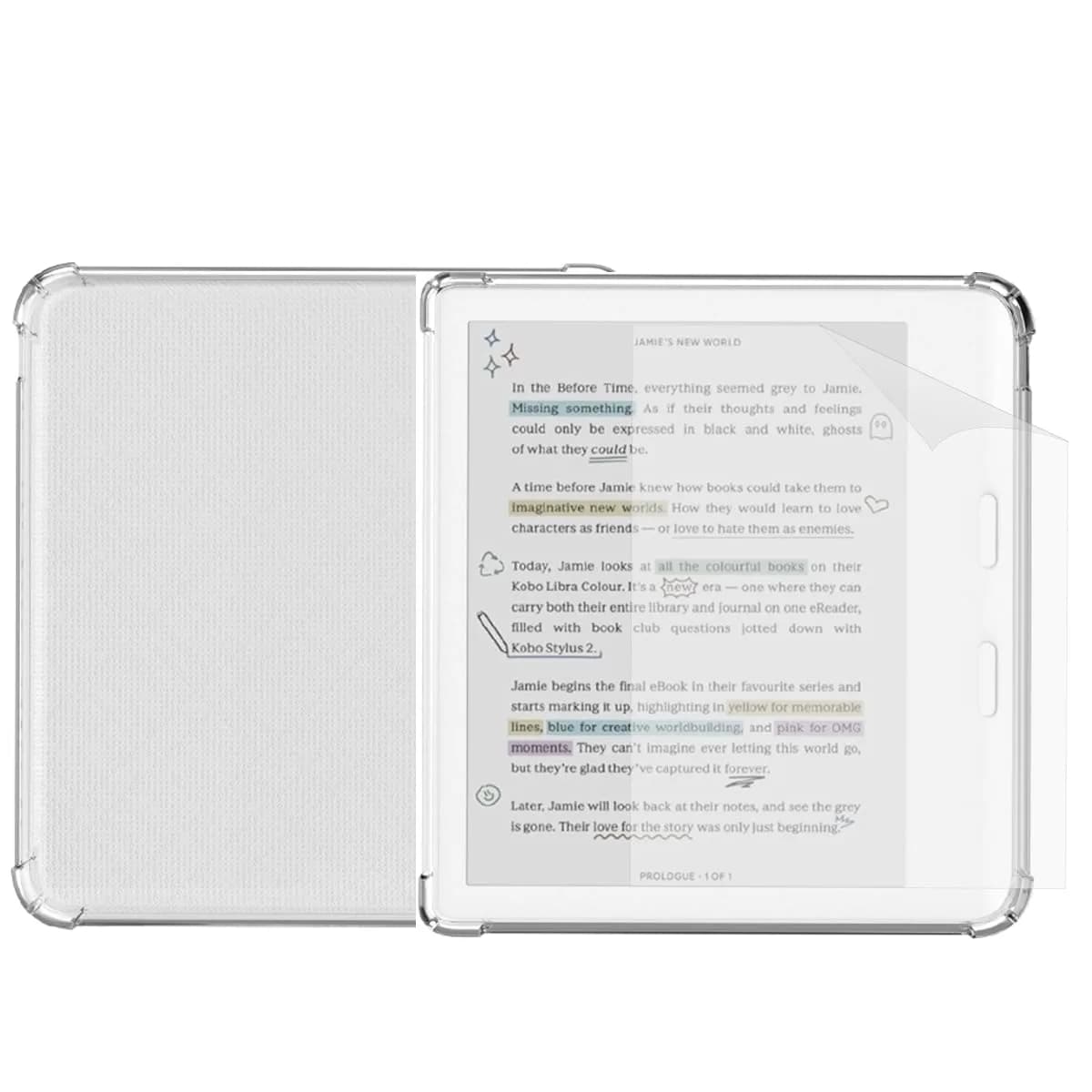 HNSBXQ Clear Case for Kobo Libra Colour | Matte Screen Protection & Reinforced Corners (7 Inch) - main product image