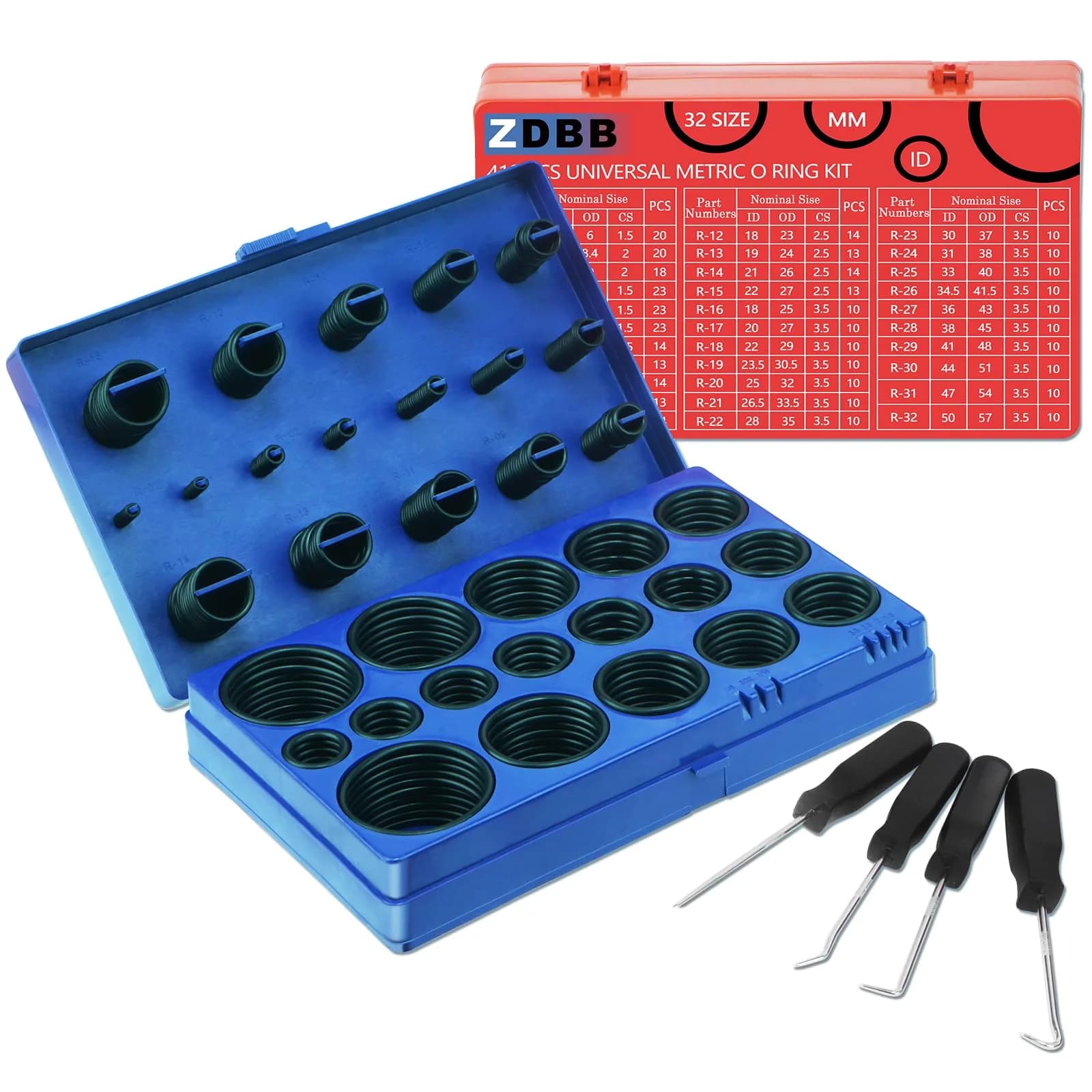 ZDBB 826 Pcs Universal Rubber O-Ring Assortment Kit | Nitrile Rubber (Buna-N 70A) for Automotive & Plumbing