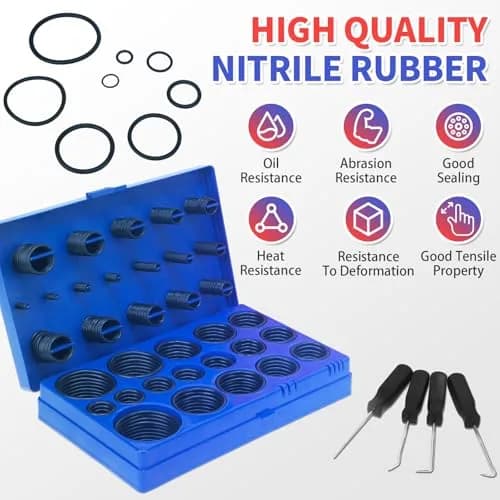 ZDBB 826 Pcs Universal Rubber O-Ring Assortment Kit | Nitrile Rubber (Buna-N 70A) for Automotive & Plumbing thumbnail 6