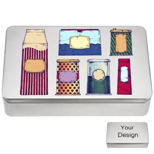 Hotop Silver Metal Tins with Lid Storage Box 21.5cm (8.5") x 13.5cm (5.3") x 4.8cm (1.9") | Pack of 2 Classic Rectangular Containers thumbnail 4