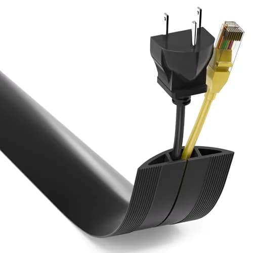 ZhiYo Black Floor Cord Cover 1.83m (6ft) | Hides 1-2 Cables, Prevents Trips thumbnail 1