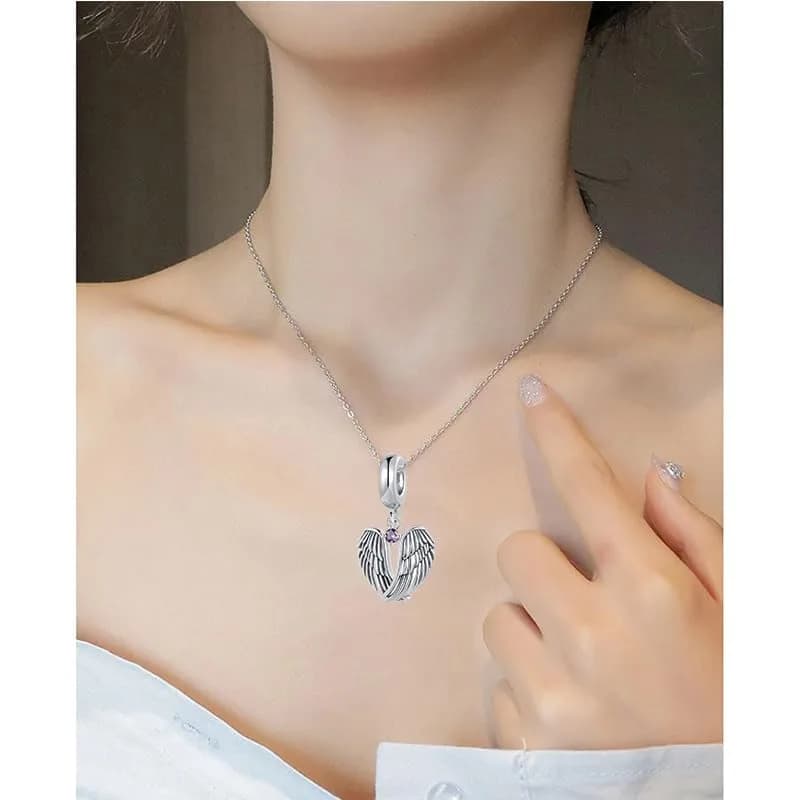 NARTGO Guardian Angel Purple June Birthstone Charm | Heart Shape, Copper, 4.5mm-5.0mm Hole thumbnail 9