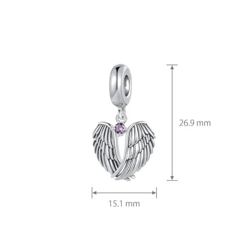 NARTGO Guardian Angel Purple June Birthstone Charm | Heart Shape, Copper, 4.5mm-5.0mm Hole thumbnail 3