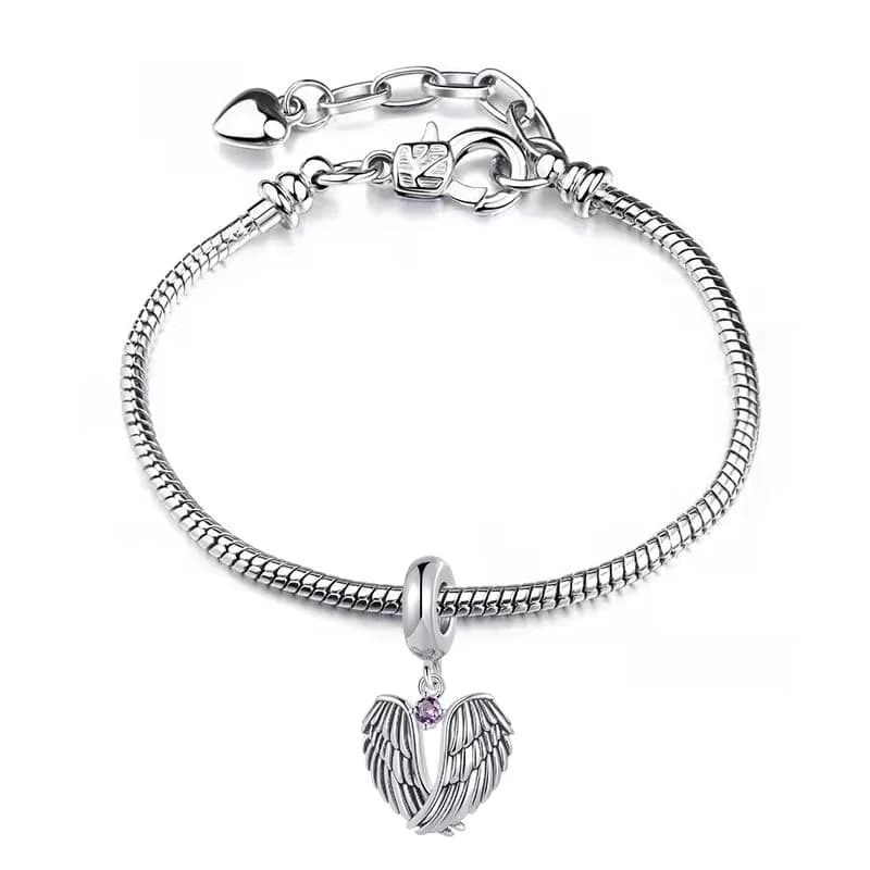NARTGO Guardian Angel Purple June Birthstone Charm | Heart Shape, Copper, 4.5mm-5.0mm Hole thumbnail 4