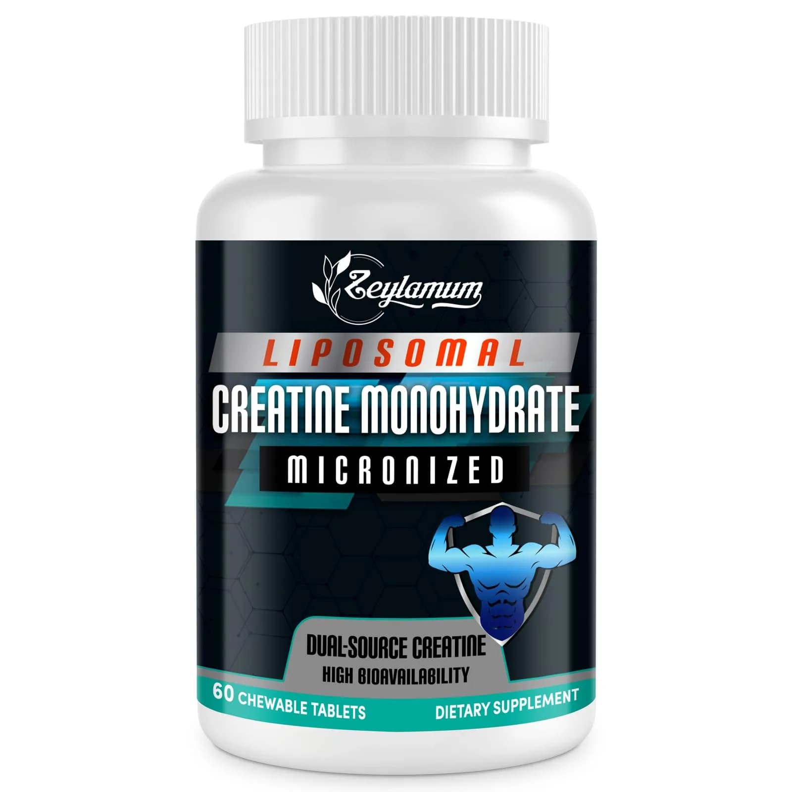 Zeylamum Liposomal Creatine Monohydrate Chewable Tablets 4220mg | 60ct, Unflavored, Sugar-Free, Supports Performance & Recovery - main product image
