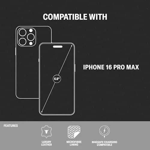 TORRO Leather Case for iPhone 16 Pro Max – Slim MagSafe Compatible Bumper (Dark Brown) thumbnail 2