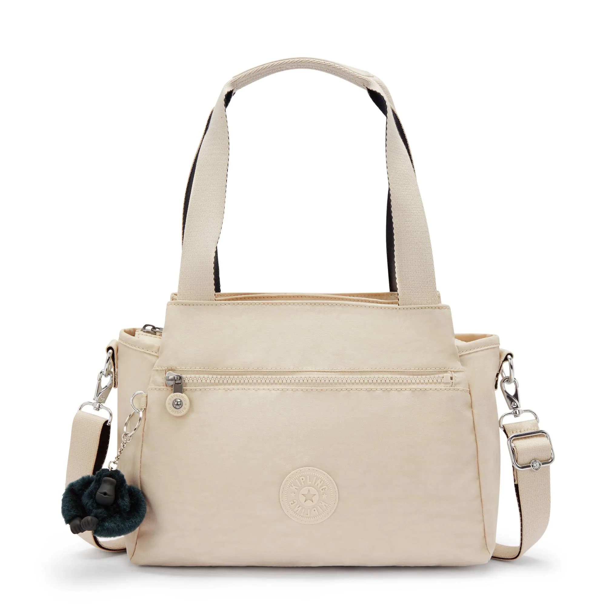 Kipling Elysia Crossbody Bag Signature Embossed | Lightweight, Multi-compartment, 11.5''L x 9''H x 5''D — Back to Beige / 11.5"L x 9"H x 5"D