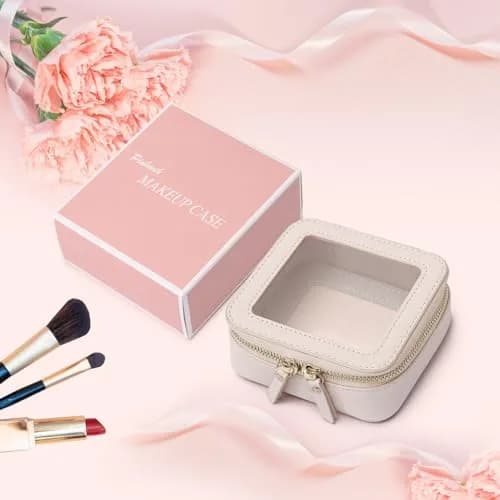 Pinkmik Mini Clear Makeup Bag Beige 13cm (5.11") | TSA Compliant Travel Cosmetic Pouch thumbnail 7