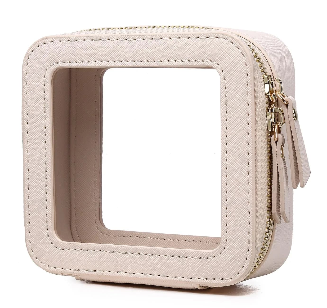 Pinkmik Clear Makeup Bag Set, Medium & Large Beige | TSA Approved & Waterproof Travel Cosmetic Case — A1/Beige / MINI-1