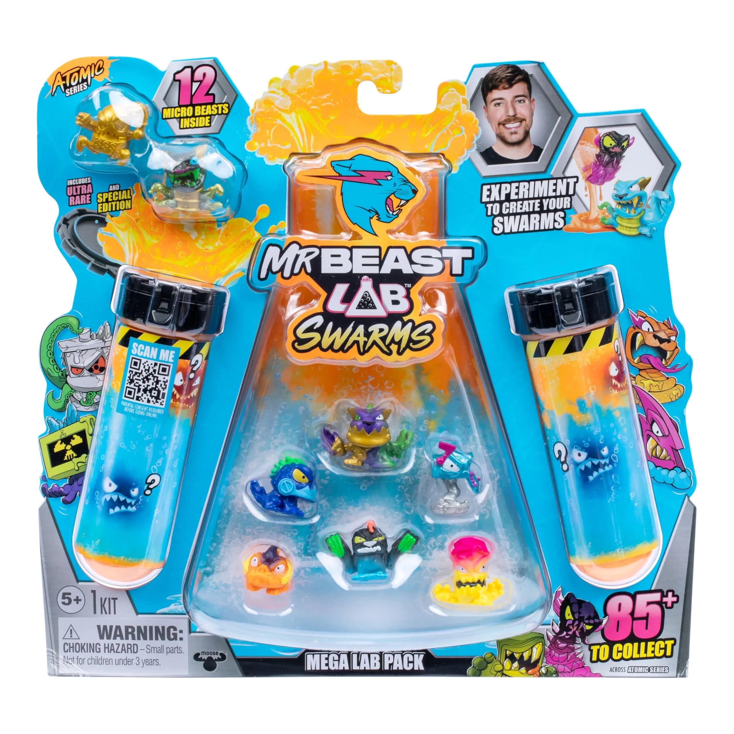 MRBEAST LAB Swarms Atomic Series 12 Pack Micro Beasts 2.5 cm (1 inch) | Educational Toy Figures for Kids 3-6 — 12-Pack