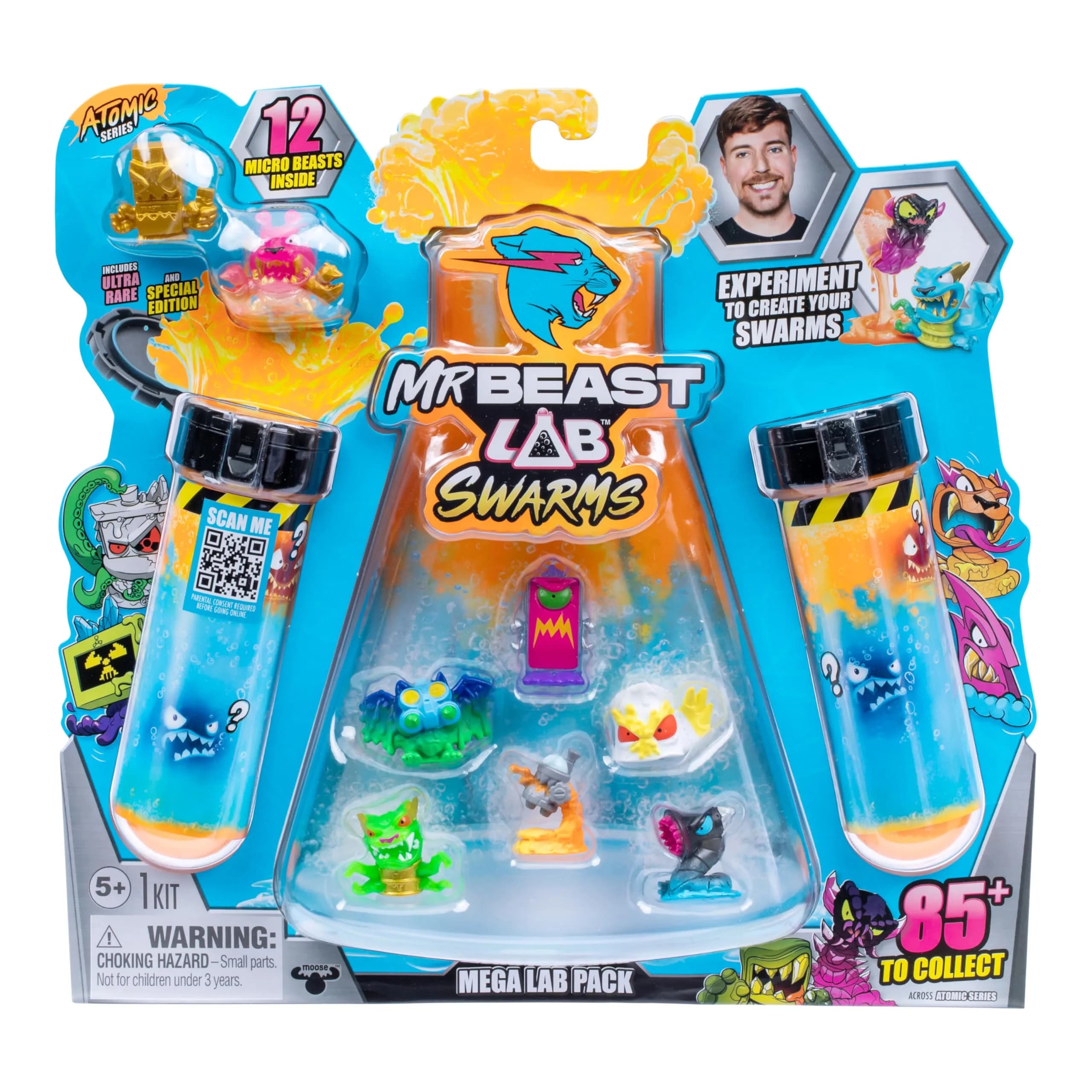 MRBEAST LAB Swarms Atomic Series 12 Pack Micro Beasts 2.5 cm (1 inch) | Educational Toy Figures for Kids 3-6 — 12-Pack