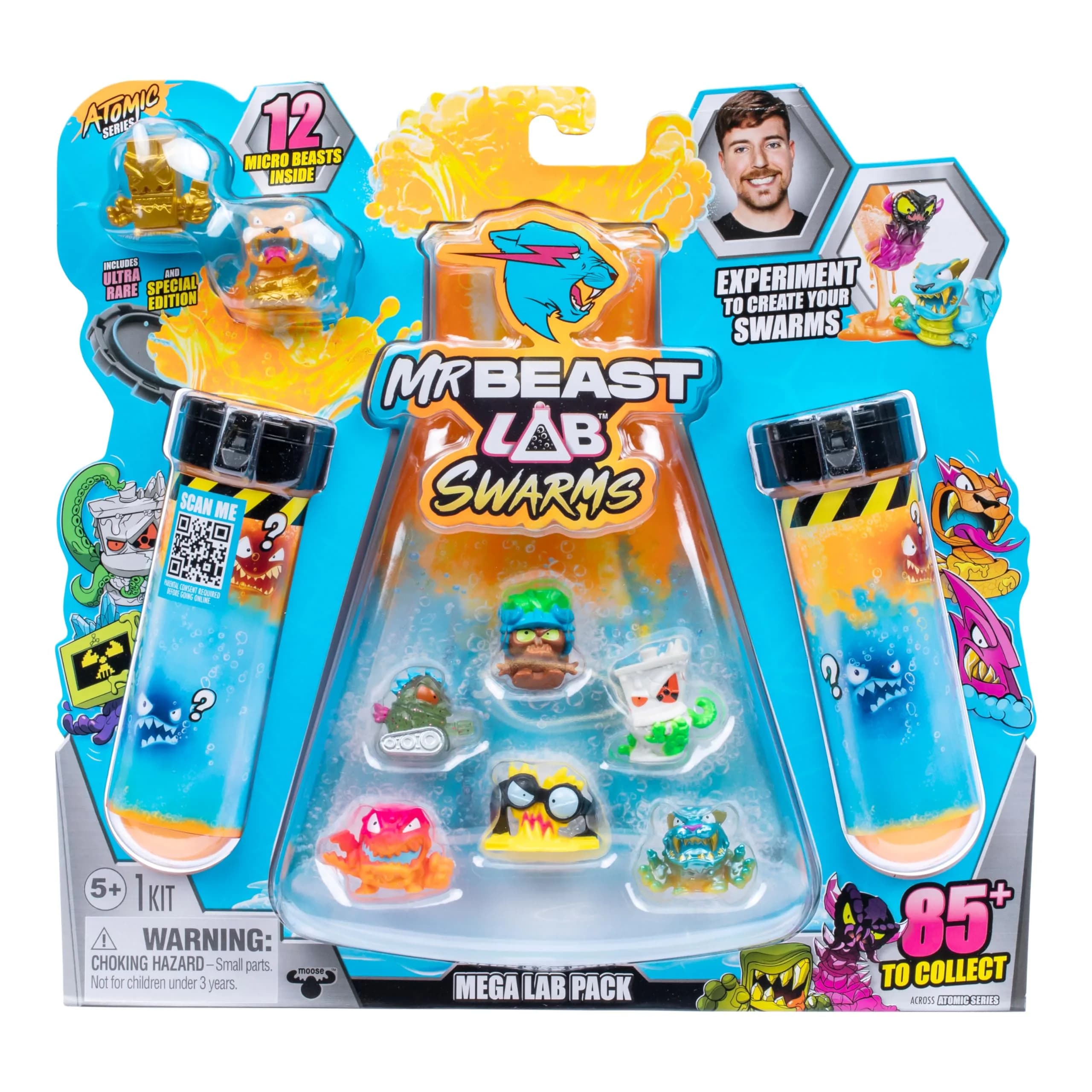 MRBEAST LAB Swarms Atomic Series 12 Pack Micro Beasts 2.5 cm (1 inch) | Educational Toy Figures for Kids 3-6 — 12-Pack