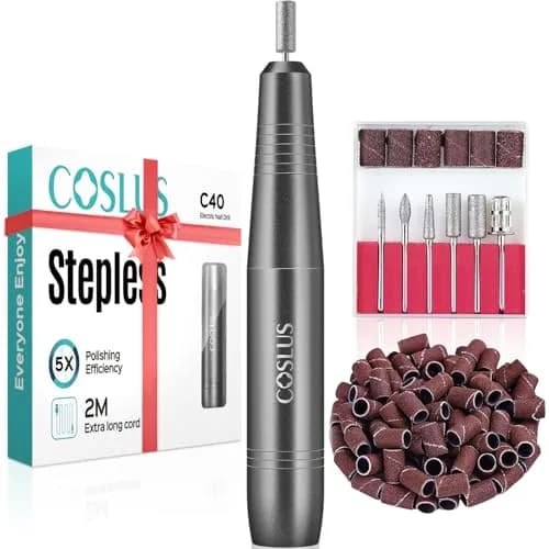 COSLUS C40 Electric Nail Drill Professional with Dial Speed Control & 6 Bits | Grey, Metal, Corded Electric thumbnail 1