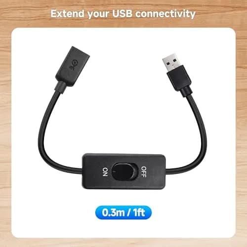 Cable Matters USB 3.0 Extension Cable with On/Off Switch, 1ft (0.3m) | 5Gbps Data Transfer thumbnail 5