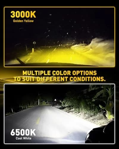 AUXITO H11 H8 H16 Switchback LED Fog Light Bulbs 6500K White/3000K Amber Yellow 10000 Lumens (Pack of 2) thumbnail 2