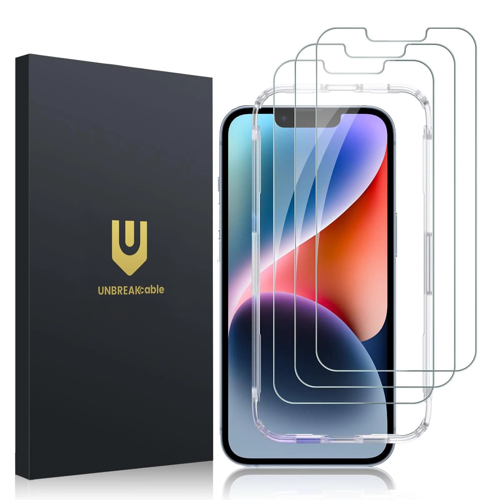 UNBREAKcable 3-Pack Screen Protector for iPhone 13 Pro Max/14 Plus 6.7'' | Ultra HD, 9H Hardness, Bubble-Free — clear