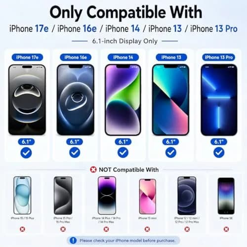 UNBREAKcable Screen Protector for iPhone 17e/14/13 | 9H+ Glass, 6.1 inch, 3 Pack thumbnail 2