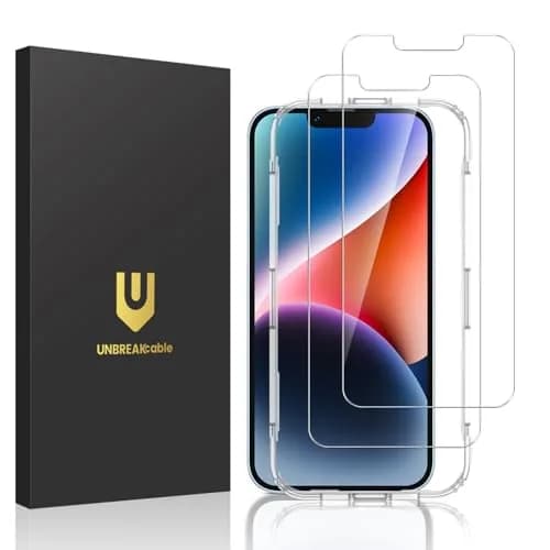 UNBREAKcable Screen Protector for iPhone 16e/13 Pro/14/13 | 2-Pack Tempered Glass, 9H Hardness, HD Clear, Case Friendly thumbnail 1