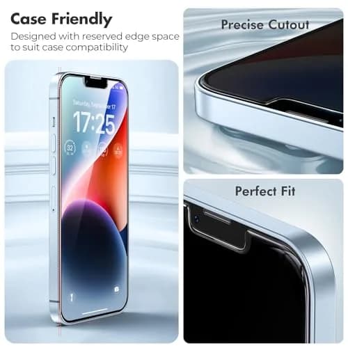 UNBREAKcable Screen Protector for iPhone 16e/13 Pro/14/13 | 2-Pack Tempered Glass, 9H Hardness, HD Clear, Case Friendly thumbnail 6