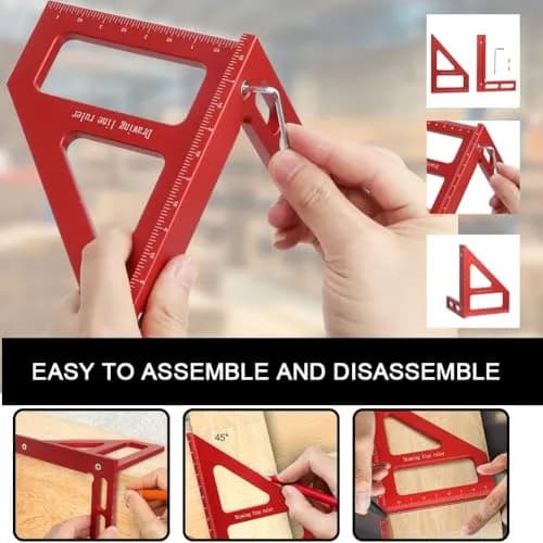 KETIPED 6" Imperial 3D Multi-Angle Measuring Ruler,45/90 Degree Aluminum Alloy for Woodworking thumbnail 4