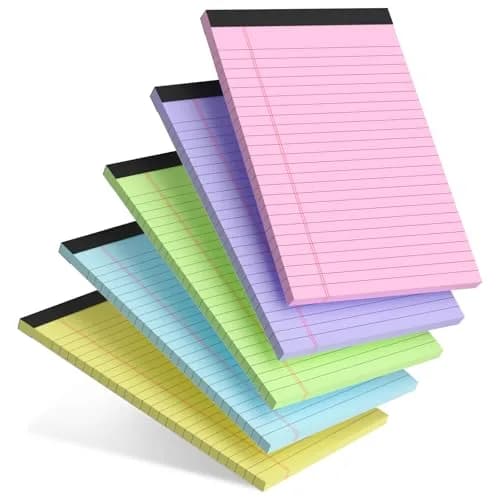 AILZFEI Colored Note Pads 5x8 Inch 150 Sheets | College Ruled Paper Pads with Red Margin Lines thumbnail 1