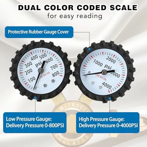 BETOOLL Nitrogen Regulator 0-800 PSI Brass with 78.7" Hose | HVAC & Welding Equipment thumbnail 5