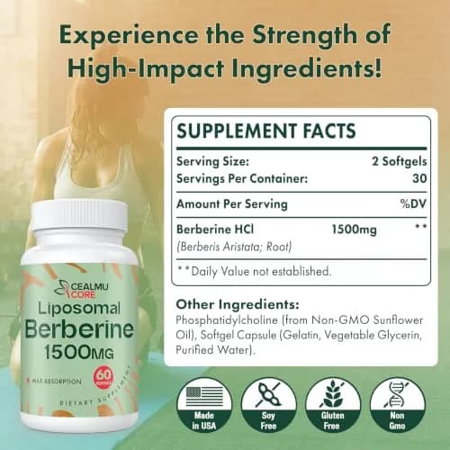 CEALMU CORE Liposomal Berberine HCL 60 Count | High Bioavailability Supplement for Adults thumbnail 6