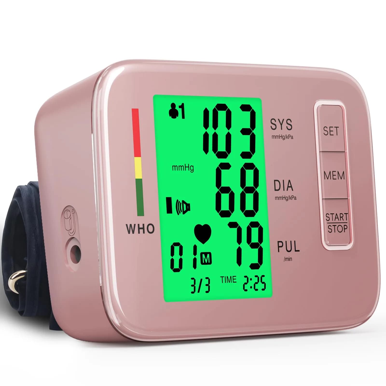 Double love Automatic Arm Blood Pressure Monitor, Pink BP Cuff & Machine | Accurate HR & BP Readings — Large