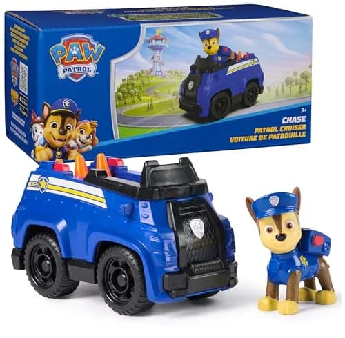 Paw Patrol Chase's Patrol Cruiser Toy Car with Collectible Action Figure | Made with 80% Recycled Plastic thumbnail 1