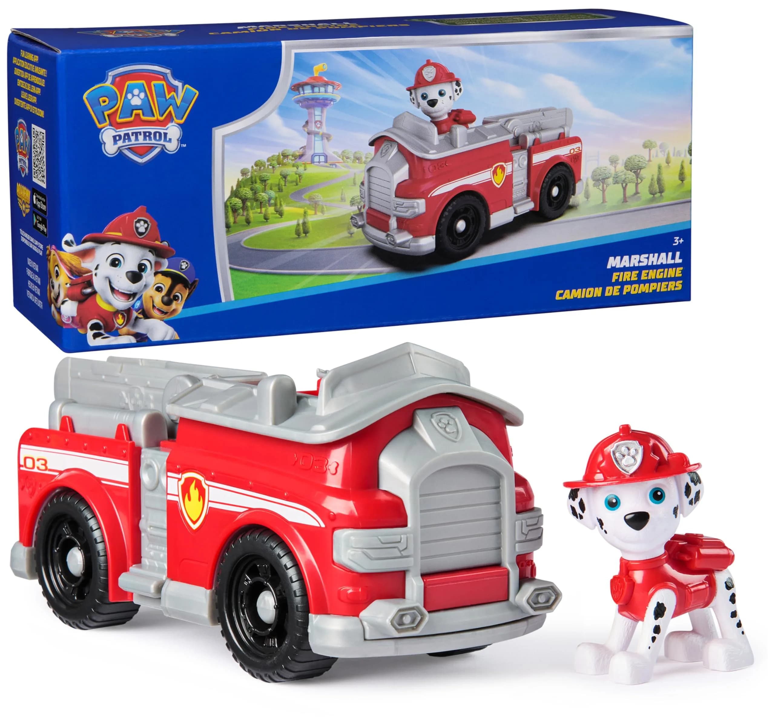Paw Patrol Marshall's Firetruck Toy Vehicle with Collectible Action Figure | ASTM-Tested Educational Toy - main product image