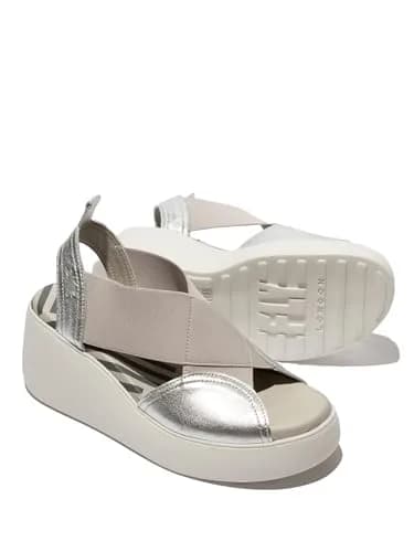 Fly London Daif216fly Women's Wedge Sandal, Silver | Casual Comfort with 2.5-inch Wedge thumbnail 4
