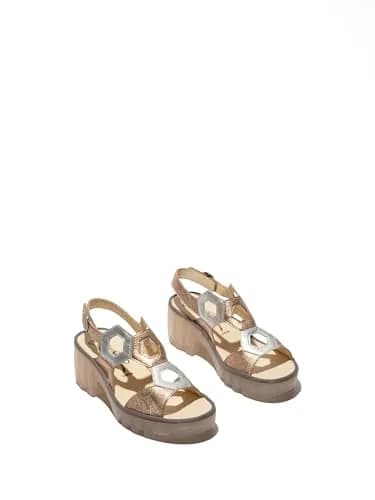 Fly London Tewa573fly Wedge Sandal in Sahara Silver | 9/9.5 | Cushioned Leather Comfort thumbnail 2