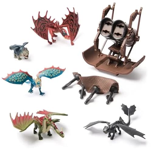 Dreamworks Dragons Dragon Catcher Toy Figure Playset with 5 Dragons & Mangler, 2-Inch Scale | ASTM-Tested Plastic thumbnail 1