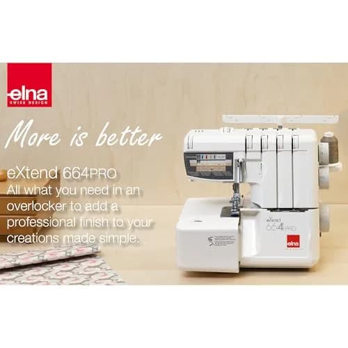 Elna eXtend 664PRO V2 Serger 4/3/2 Thread | Easy-Threading, 12 Stitch Programs, Up to 1,300SPM thumbnail 6