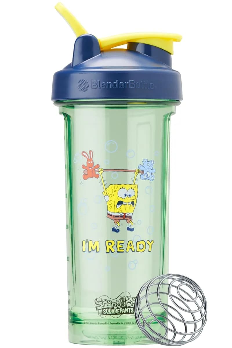 BlenderBottle SpongeBob ProSeries Tritan Shaker Bottle 28 oz Red | Odor-Resistant, Rounded Base, BPA-Free — Im Ready!