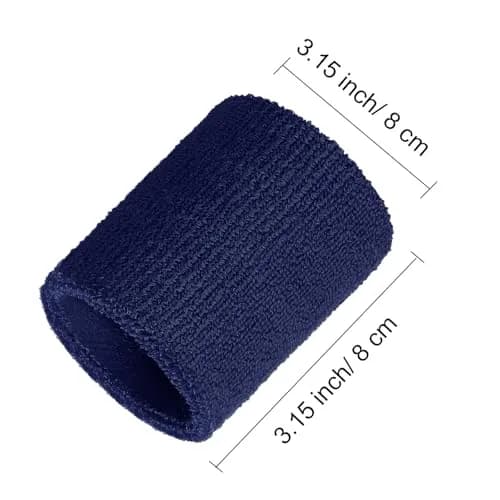 Willbond Sweatbands 6 Pcs | Absorbent Cotton Sports Wristbands for Tennis & Basketball thumbnail 3