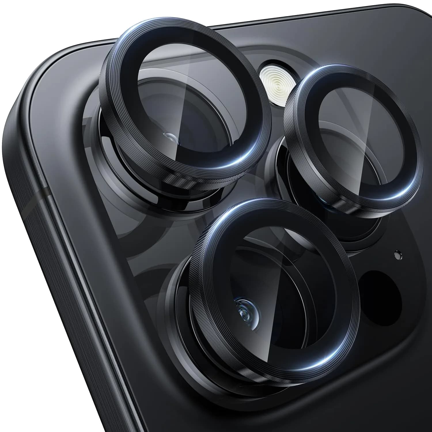 WSKEN iPhone 16 Pro/Pro Max Camera Lens Protector Black Titanium | 9H Tempered Glass with AR Coating