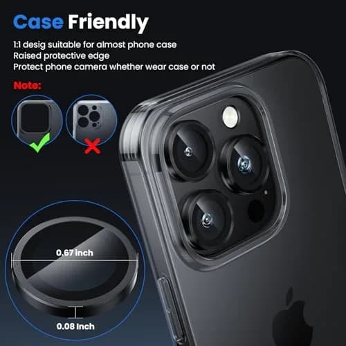 WSKEN iPhone 16 Pro/Pro Max Camera Lens Protector Black Titanium | 9H Tempered Glass with AR Coating thumbnail 5