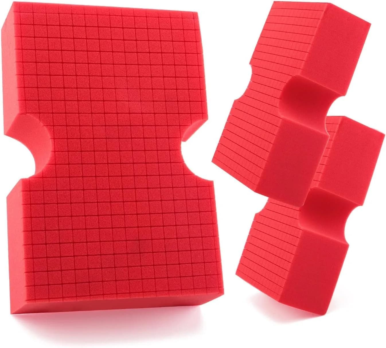 SPTA Car Wash Sponge, 3 Pack Big Red Scratch-Free Cleaning Sponge, Durable Cross Cut Grid for Auto Surfaces - main product image