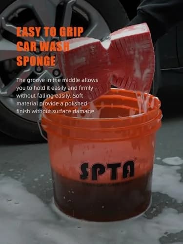 SPTA Car Wash Sponge, 3 Pack Big Red Scratch-Free Cleaning Sponge, Durable Cross Cut Grid for Auto Surfaces thumbnail 4