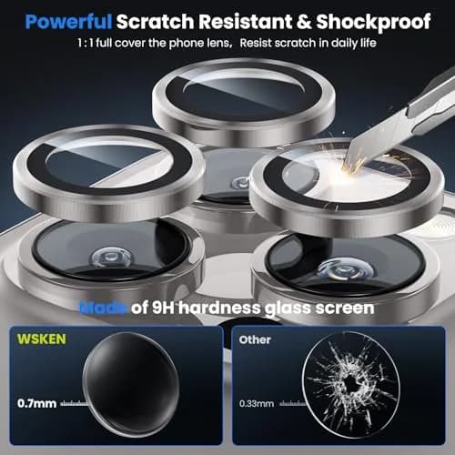 WSKEN Camera Lens Protector for iPhone 16 Pro Max & 16 Pro | 9H Tempered Glass, Anti-Reflection, Shatterproof thumbnail 3